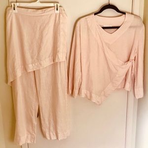 100% Linen pant w/asymmetrical skirt and top